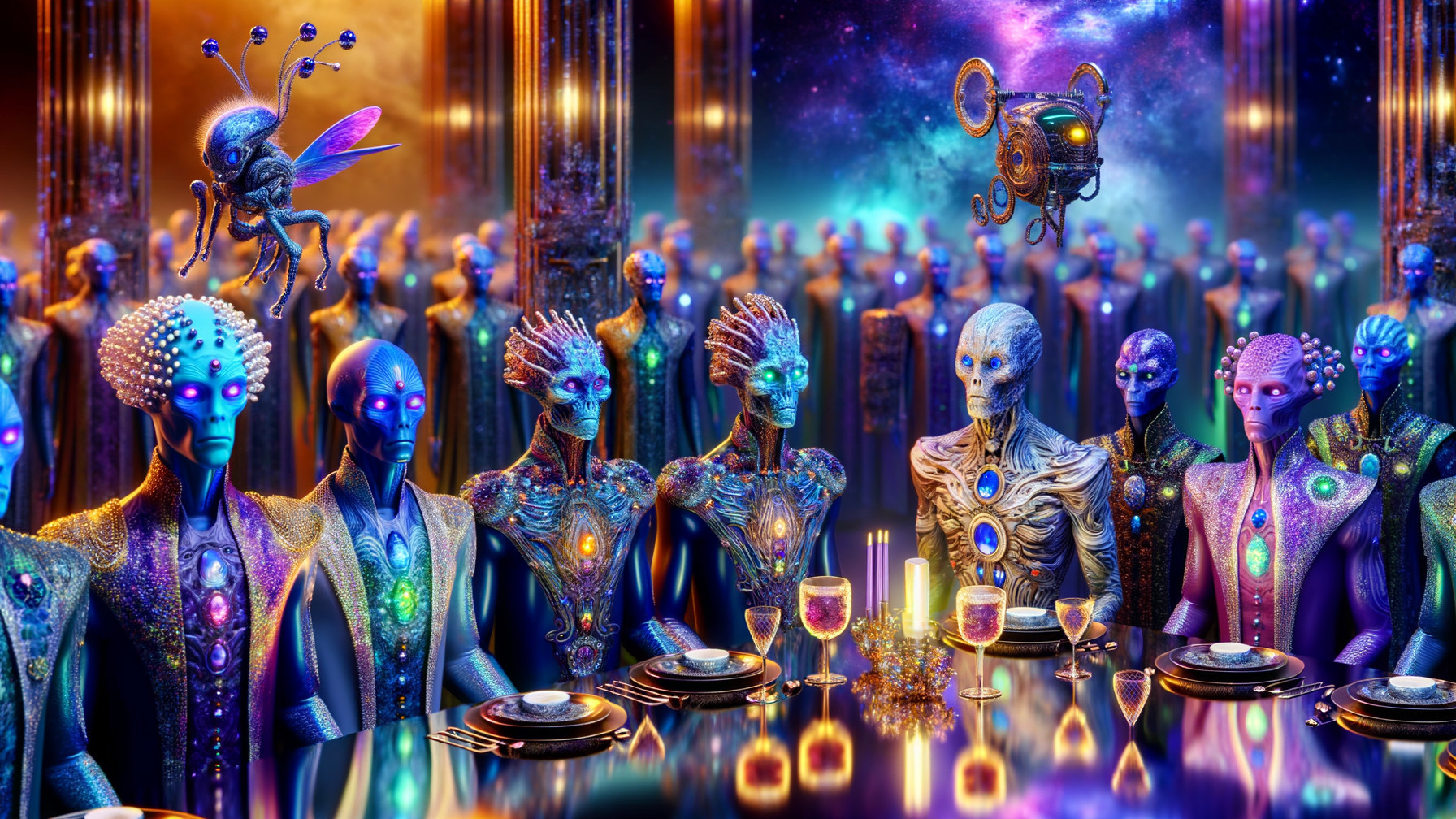 Intergalactic Banquet with Ethereal Alien Beings