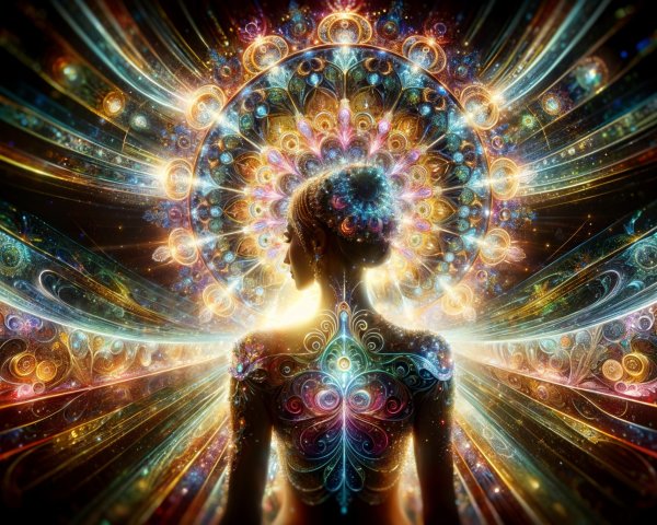 Silhouette Against Vibrant Cosmic Background