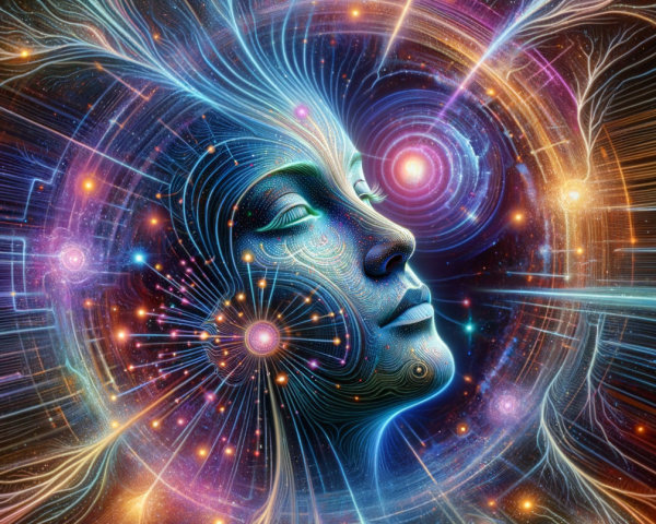Vibrant Cosmic Representation of a Human Face
