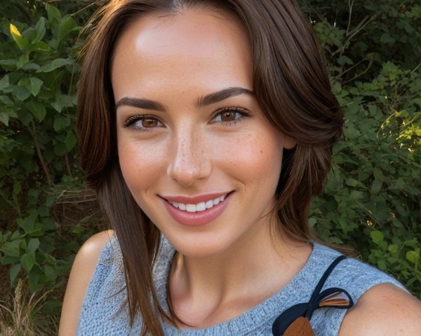 Woman with Brown Hair in Natural Greenery Setting
