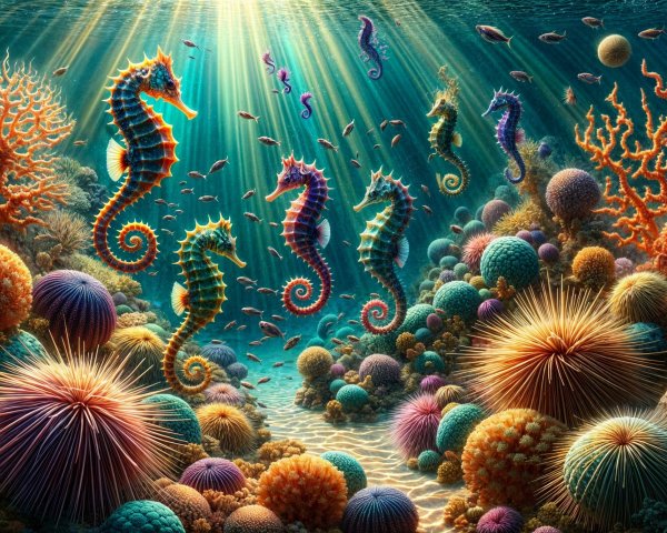 Vibrant Underwater Scene with Corals and Marine Life
