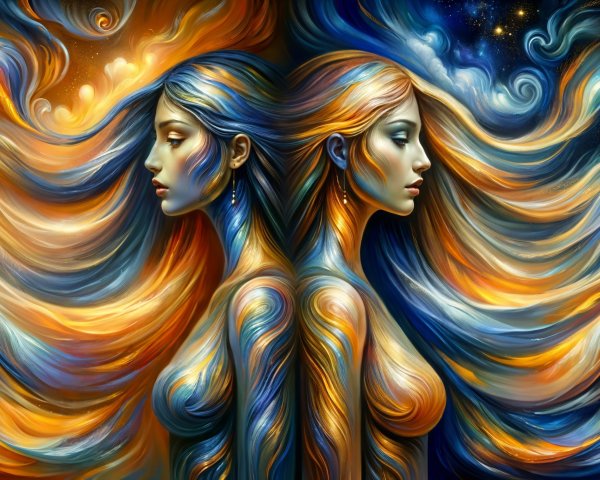 Ethereal Figures with Vibrant Cosmic Colors