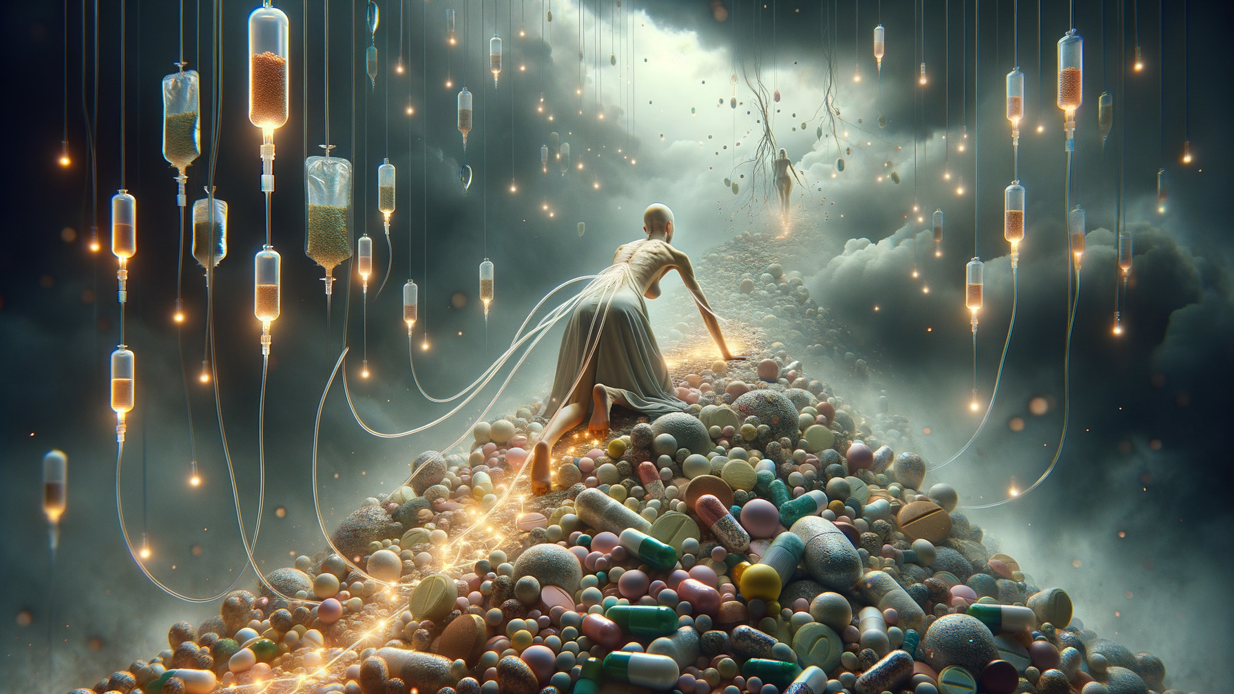 Surreal Climb on Colorful Pills and IV Drips