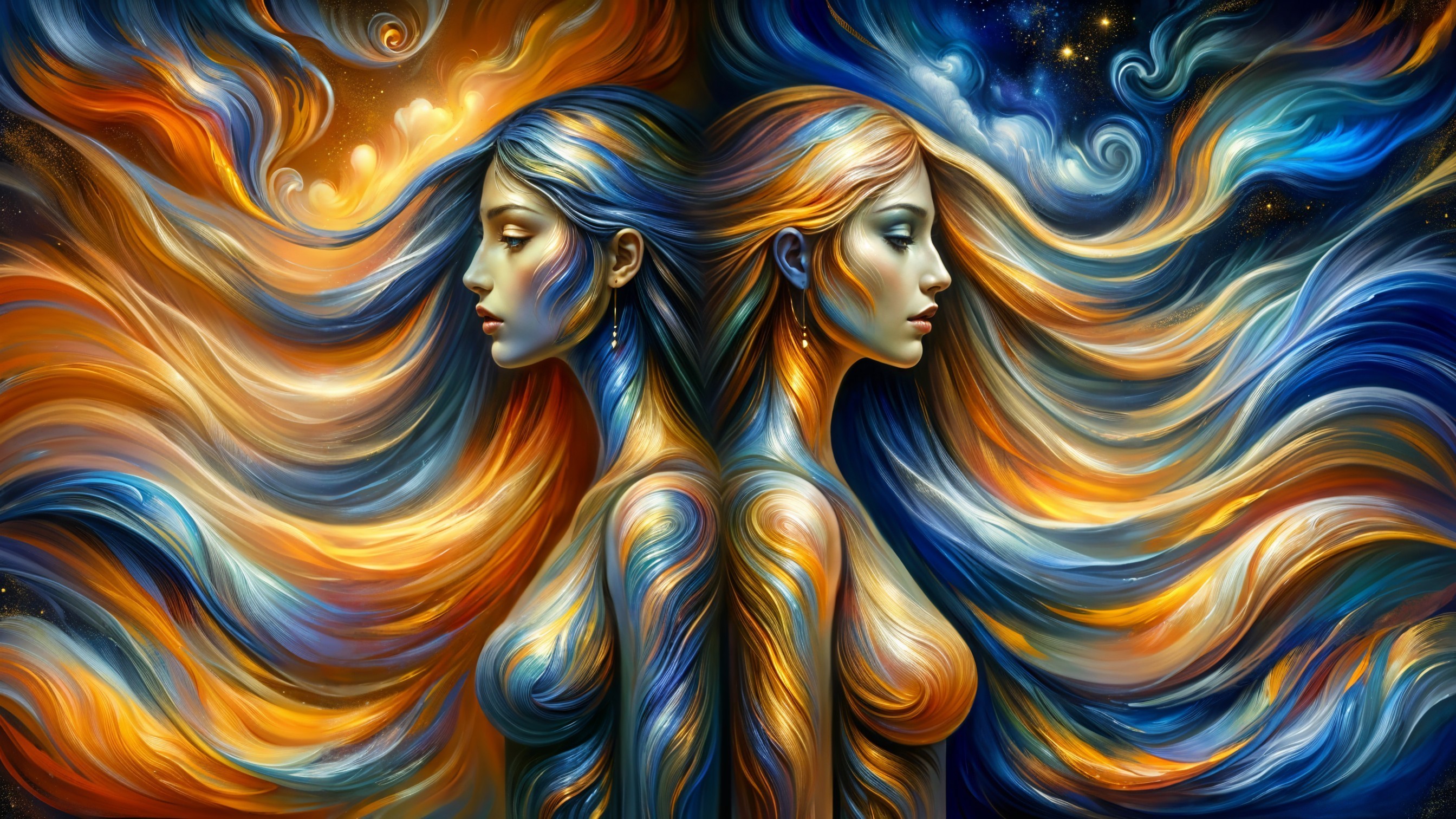 Ethereal Figures with Vibrant Cosmic Colors