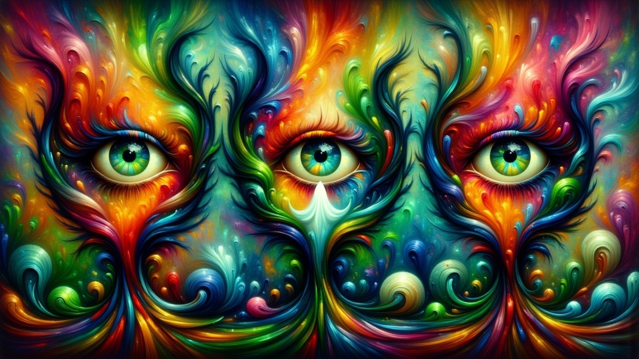 Vibrant Stylized Eyes with Colorful Swirling Patterns