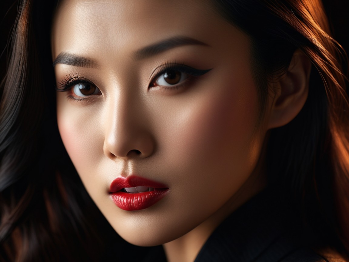 Close-up Portrait of a Woman with Striking Features