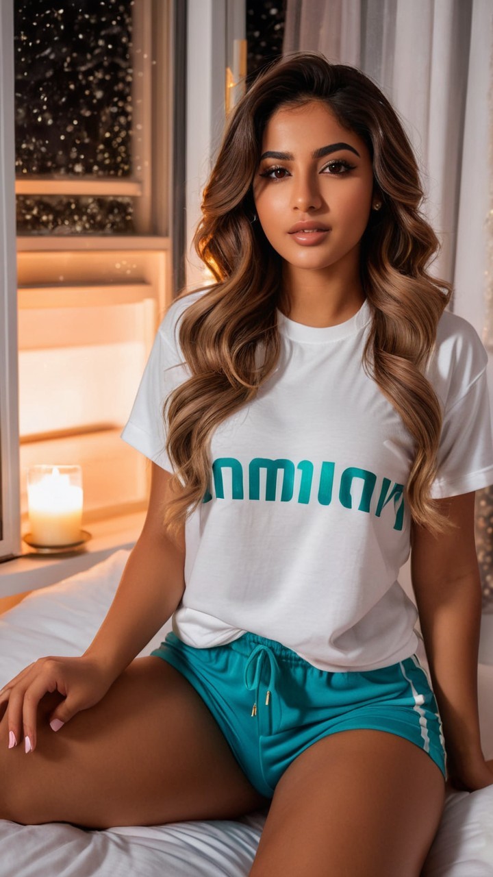 Full-figured woman relaxing by a window with candlelight