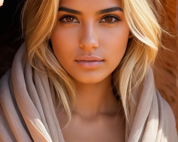 Young woman with blonde hair in natural setting