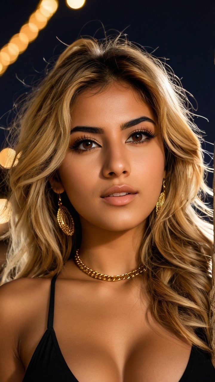 Young woman with blonde hair and elegant jewelry
