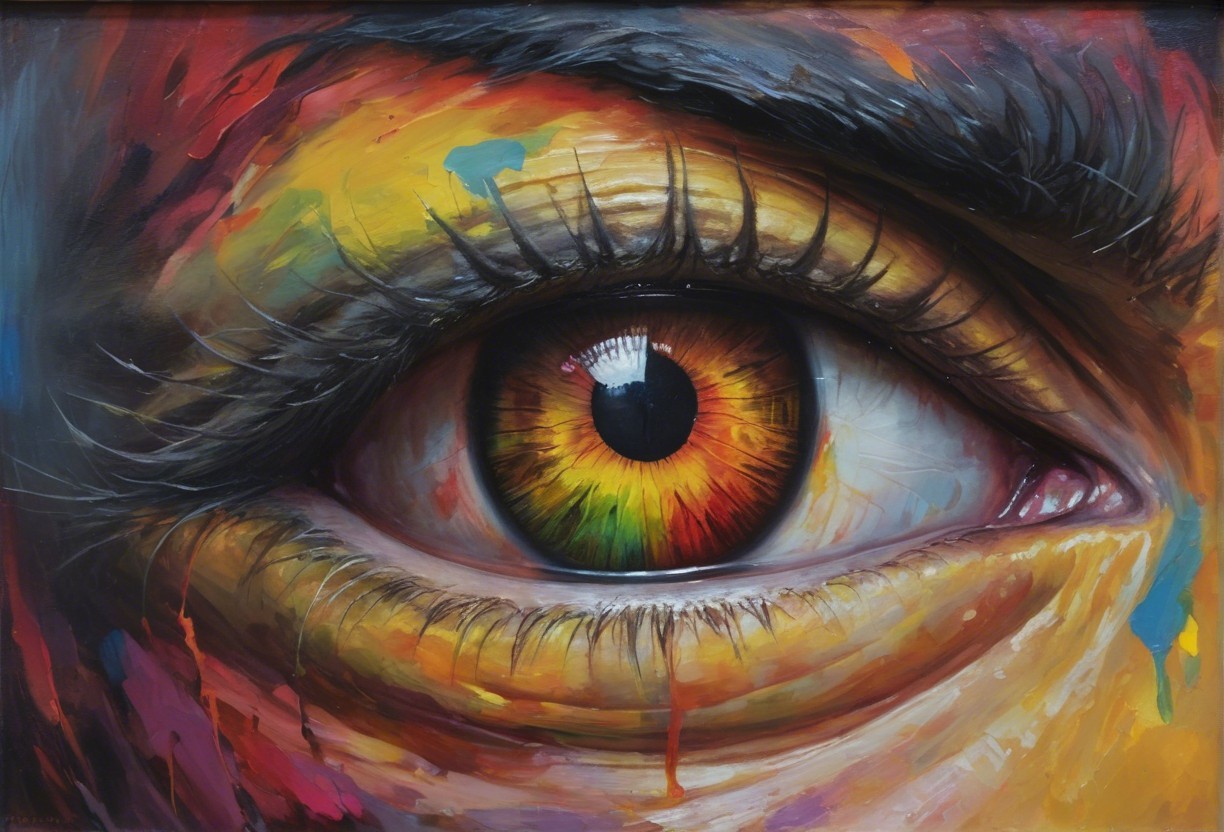 Vivid Hyper-Realistic Eye with Colorful Abstract Art