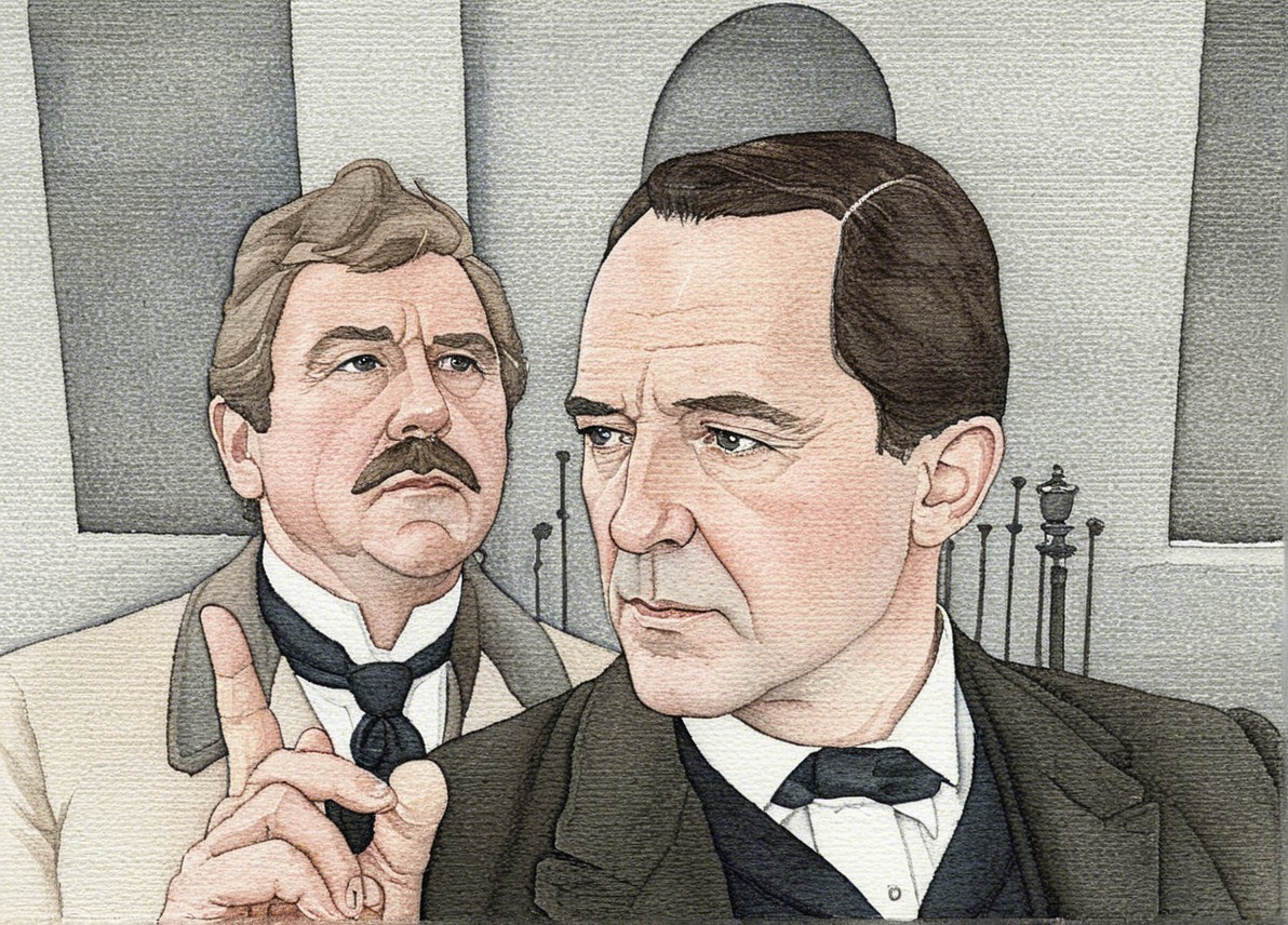 Vintage Attire Men with Distinct Facial Expressions