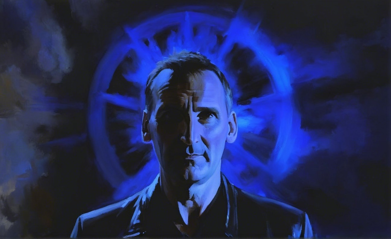 Dramatic Portrait of a Man with Blue Halo Background