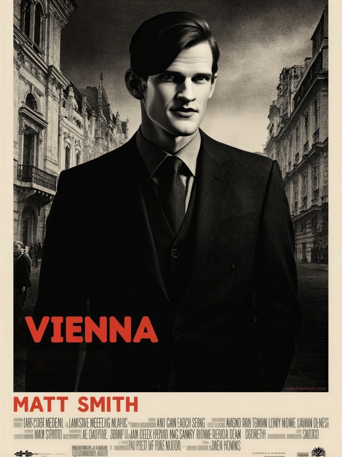 Sepia-Toned Movie Poster Featuring Actor in Suit