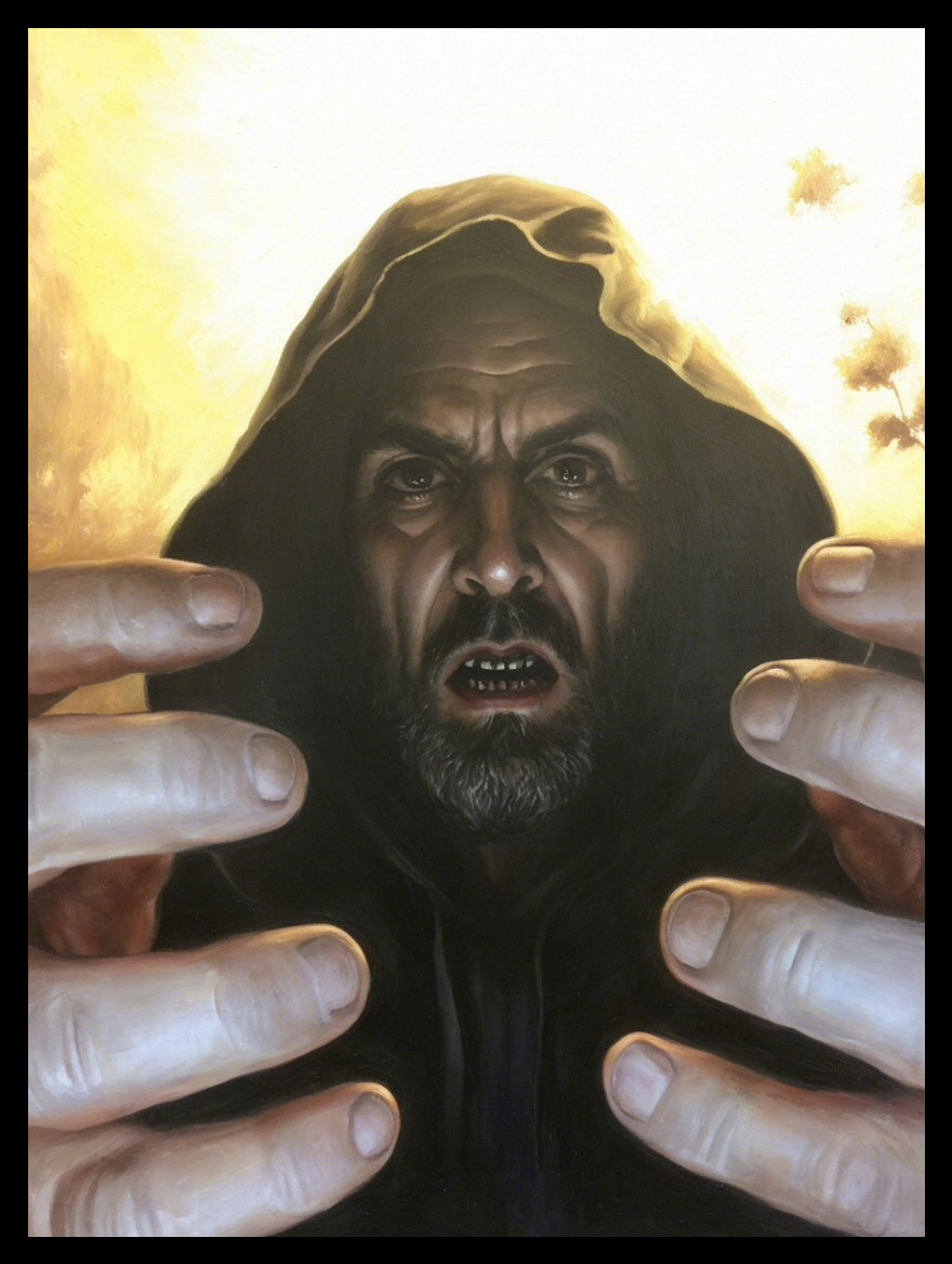 Dramatic Portrait of a Hooded Man with Intense Emotion