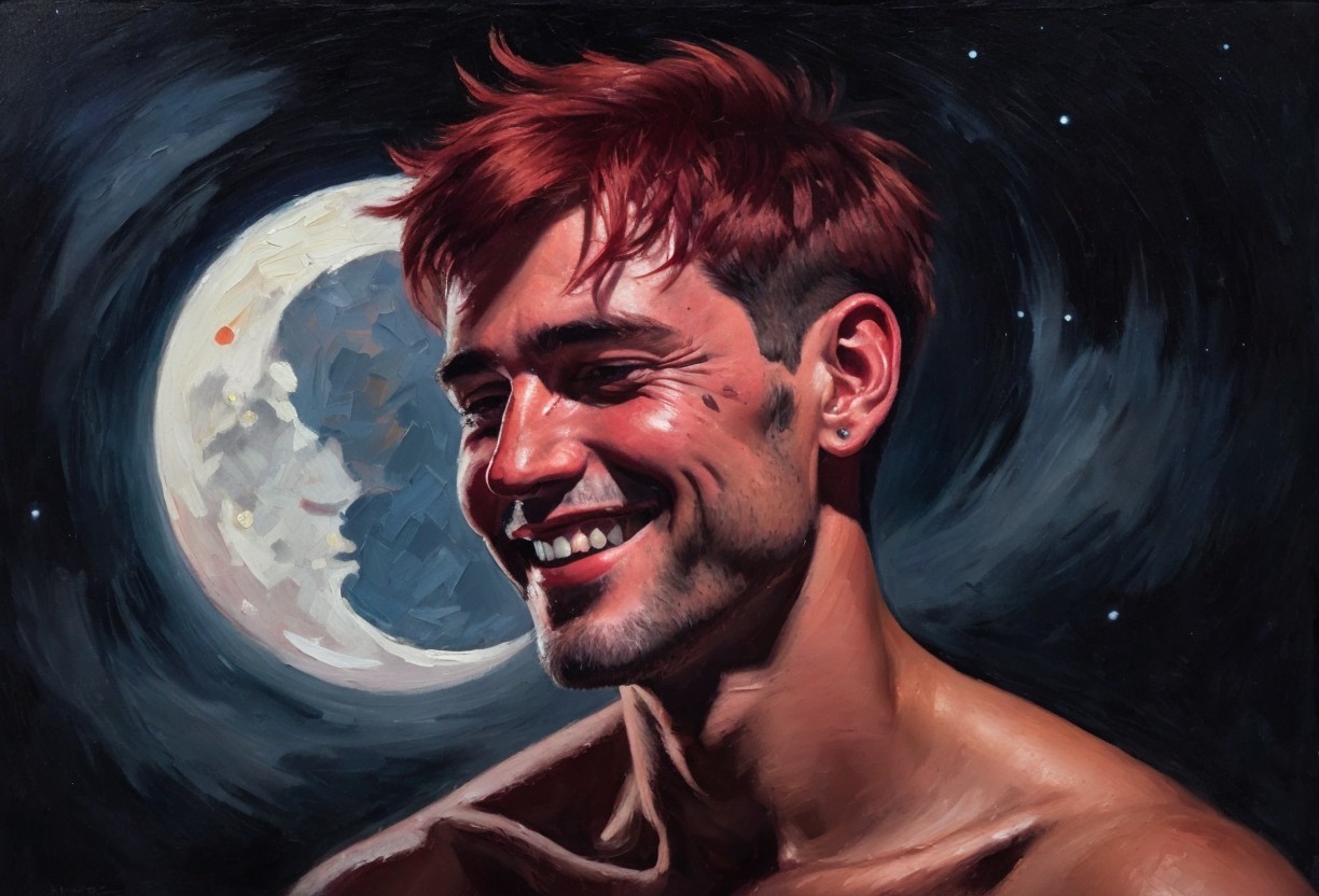 Portrait of a Young Man with Red Hair in Moonlight