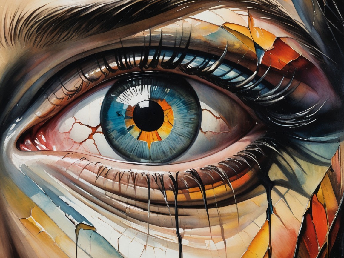 Close-Up of an Eye with Blue and Orange Tones