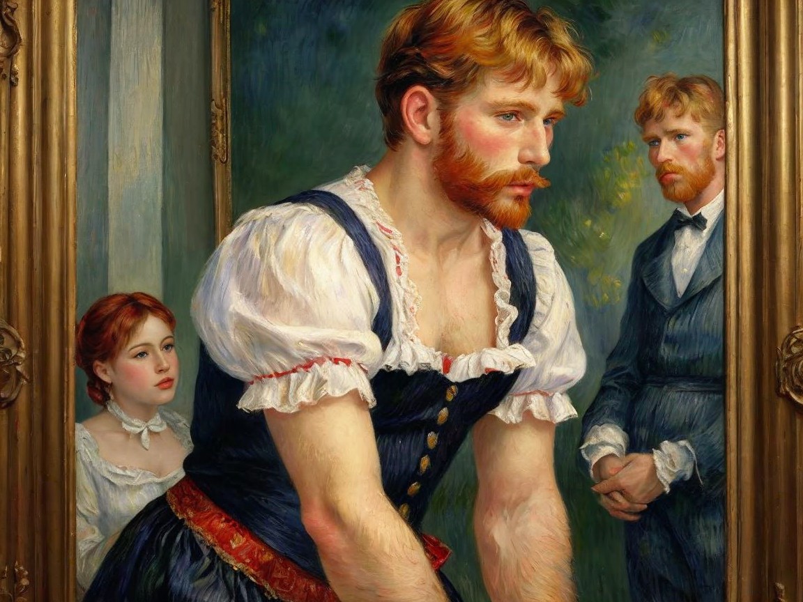 Classical Painting with Three Contemplative Figures