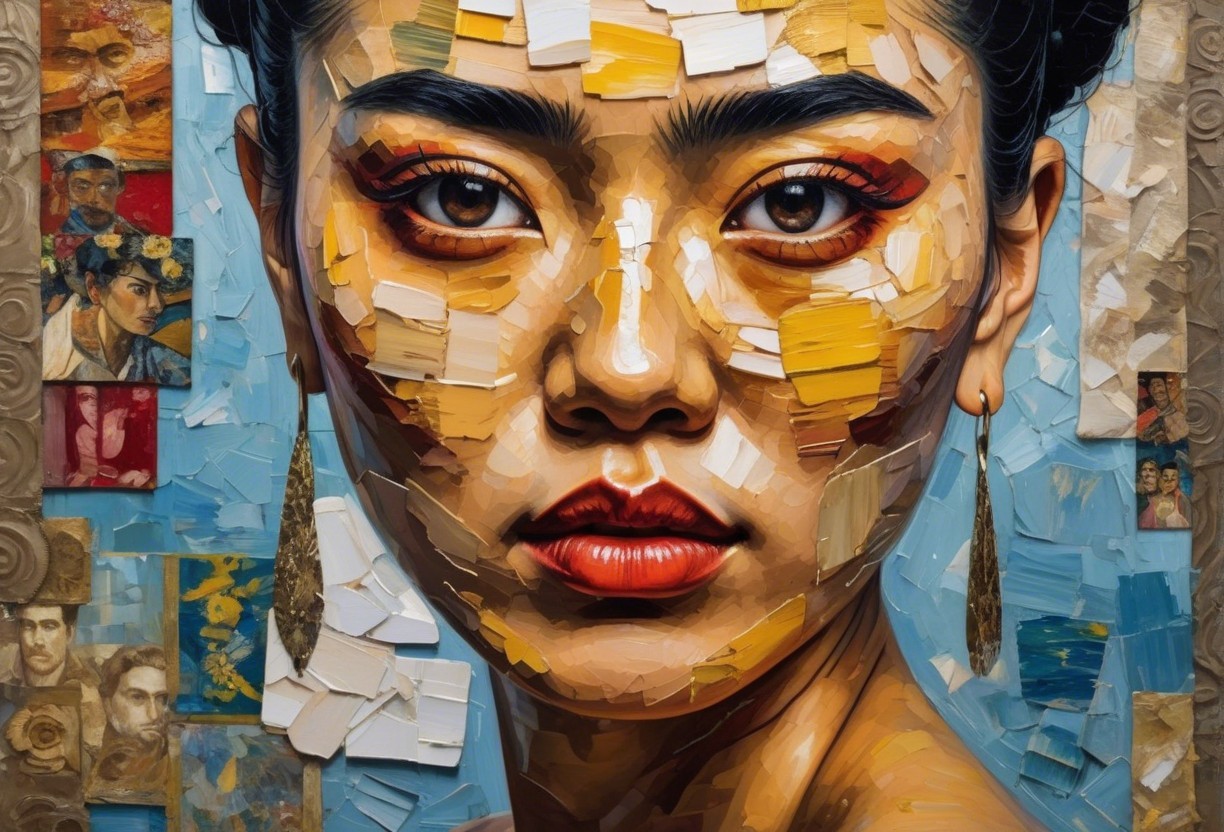 Portrait of a Woman with Colorful Textures and Abstracts