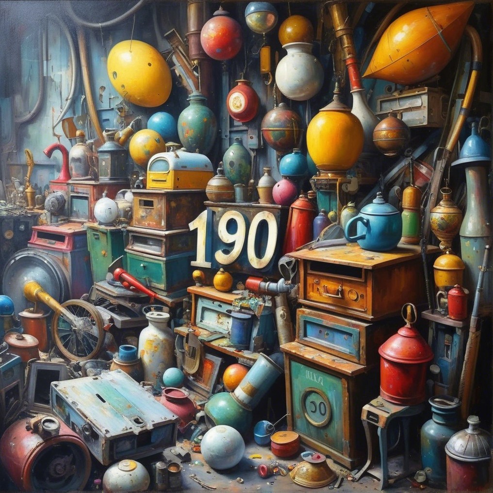 Vintage Objects and Toys in a Colorful Display