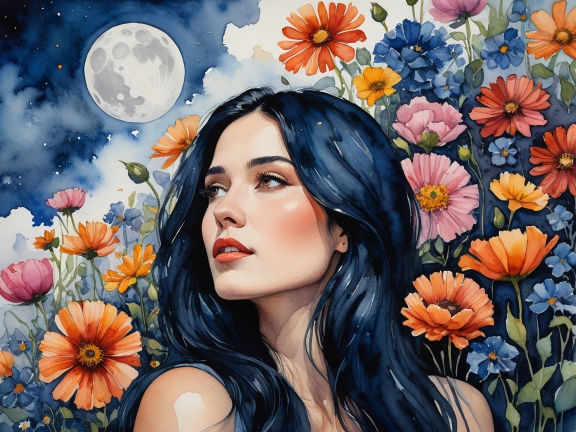 Serene Portrait of a Woman in a Vibrant Garden