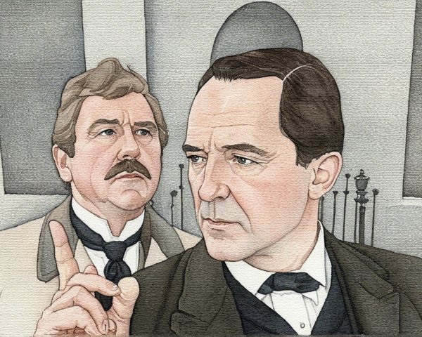Vintage Attire Men with Distinct Facial Expressions