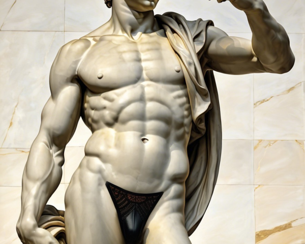 Classical Marble Statue with Modern Smartphone Twist