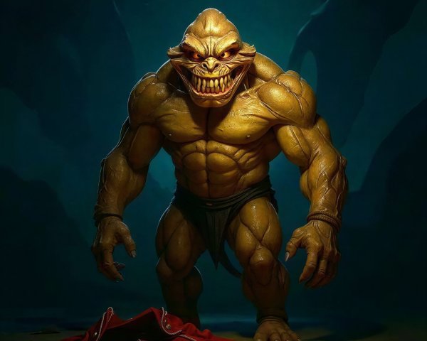 Anthropomorphic monster with muscular build and claws