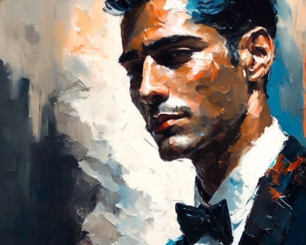 Portrait of a Young Man in Tuxedo with Vibrant Background