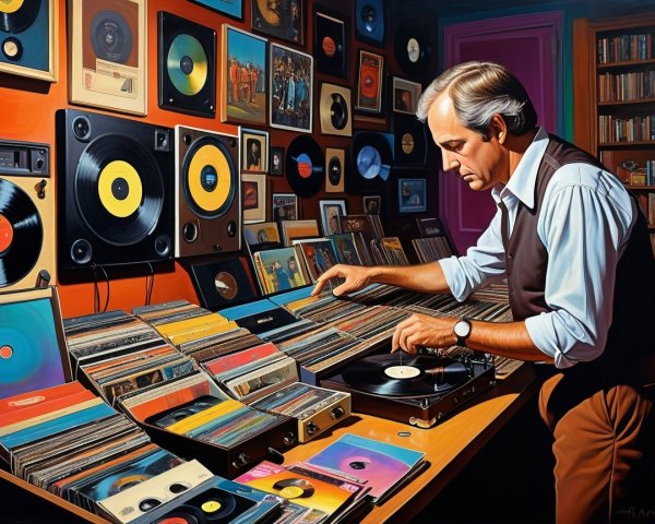Gentleman Playing Vinyl in Cozy Vintage Room