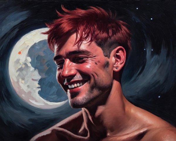 Portrait of a Young Man with Red Hair in Moonlight