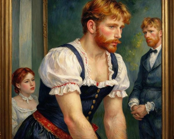 Classical Painting with Three Contemplative Figures