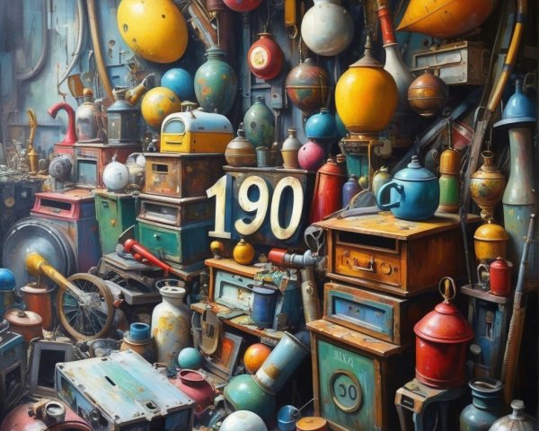 Vintage Objects and Toys in a Colorful Display