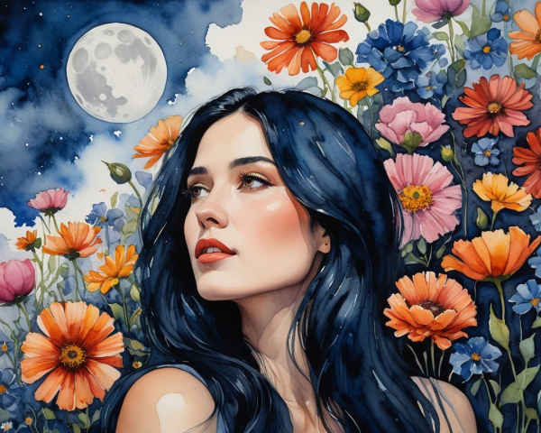 Serene Portrait of a Woman in a Vibrant Garden