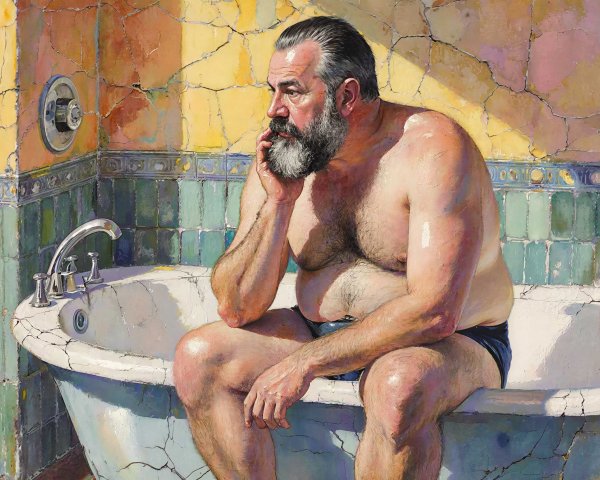 Detailed Portrait of a Contemplative Middle-Aged Man