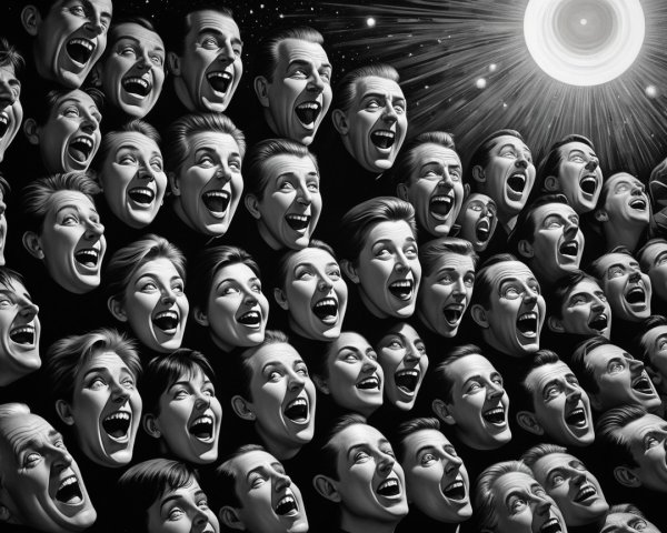 Black and White Faces Expressing Joyful Exhilaration