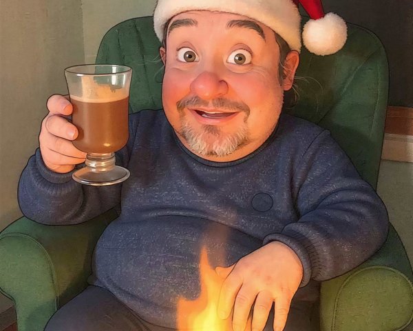 Cheerful Middle-Aged Male Character by Campfire