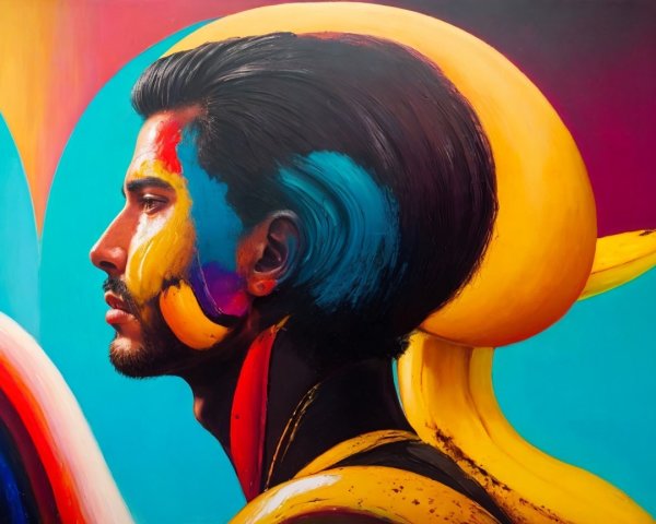 Vibrant Abstract Profile of a Man in Surrealism