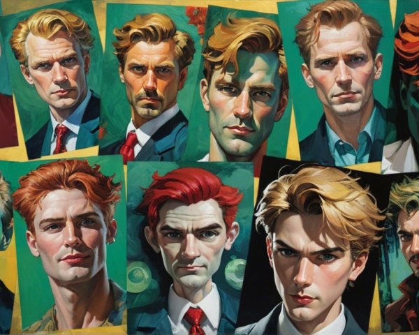 Collage of Diverse Male Portraits with Unique Styles