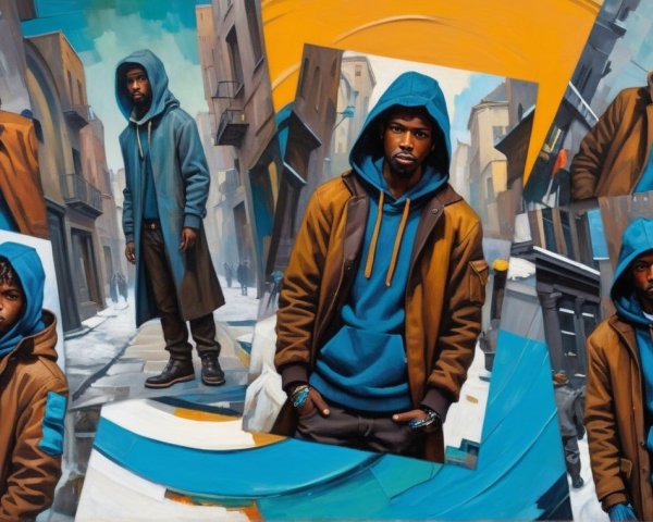 Collage of Young Men in Urban Attire and City Streets