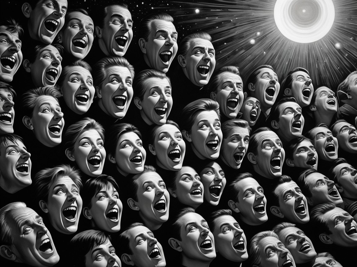 Black and White Faces Expressing Joyful Exhilaration