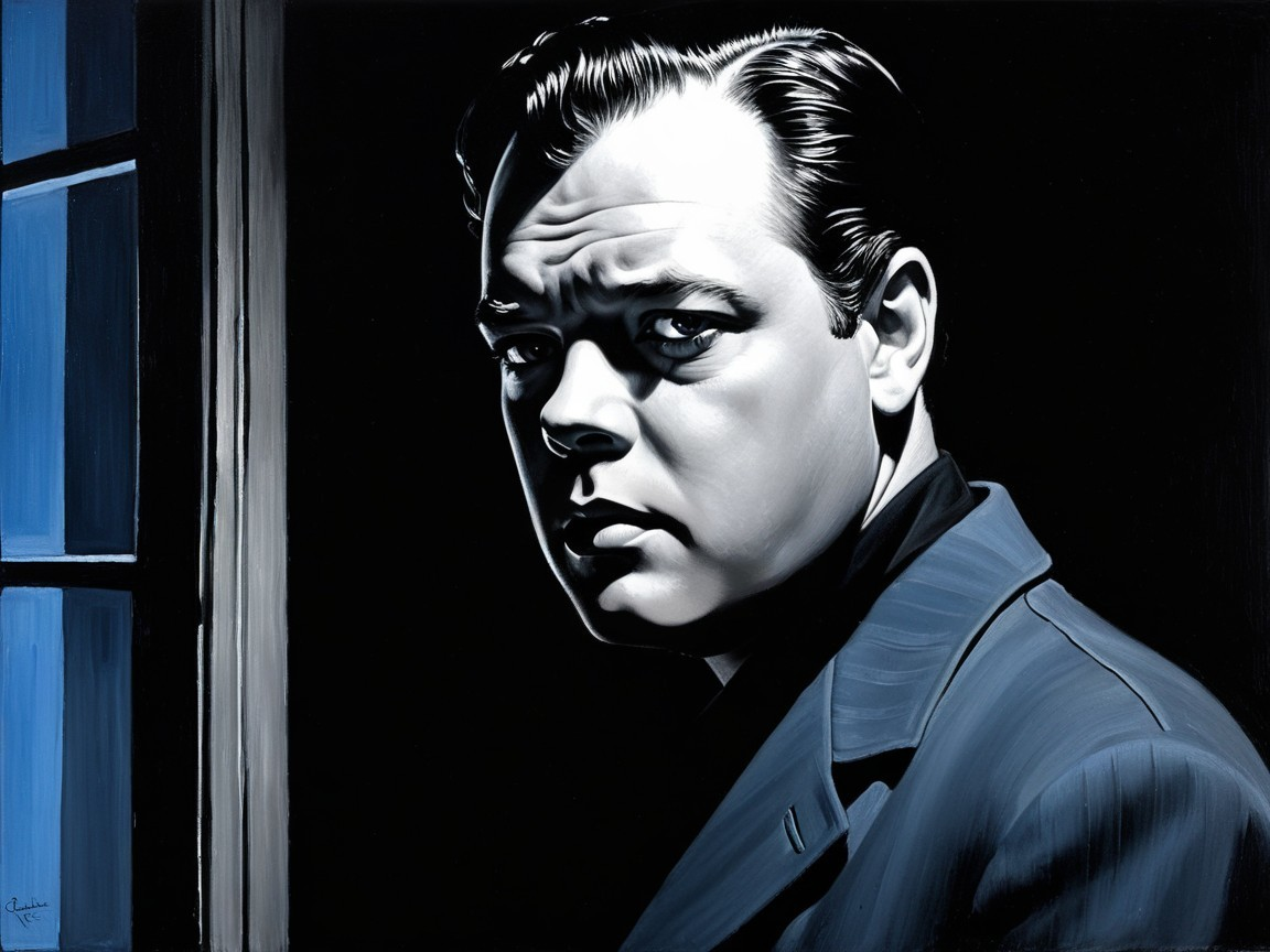 Dramatic Black and White Portrait of a Man in Suit