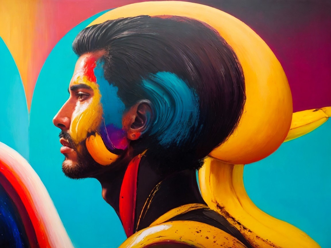 Vibrant Abstract Profile of a Man in Surrealism