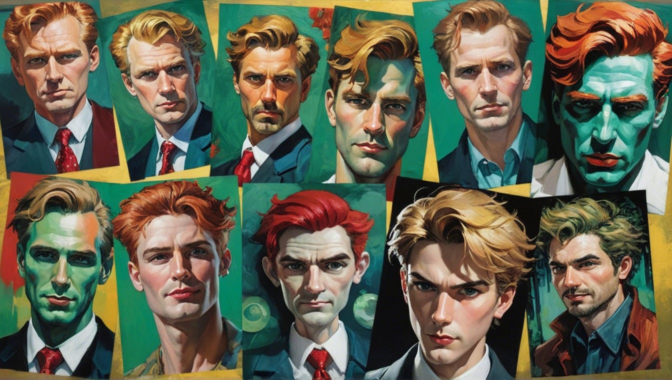 Collage of Diverse Male Portraits with Unique Styles