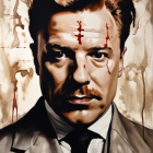 Portrait of a Man in a Gray Suit with Abstract Background