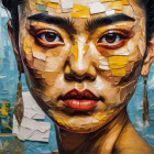 Portrait of a Woman with Colorful Textures and Abstracts