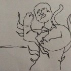 Monstrous Figure in Dark Chaotic Street Scene