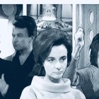 Vintage Sci-Fi Illustration with Three Characters