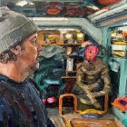 Impressionistic Oil Painting of a Space Cafe Scene