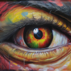 Vivid Hyper-Realistic Eye with Colorful Abstract Art