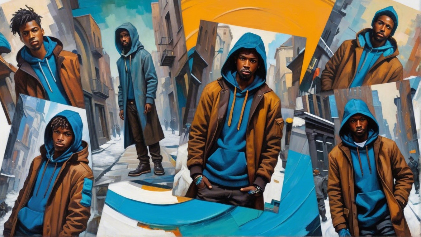 Collage of Young Men in Urban Attire and City Streets